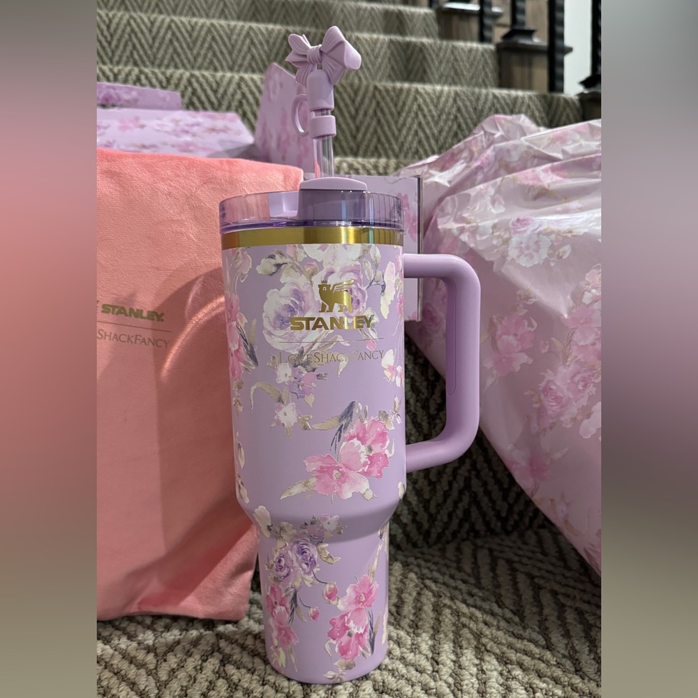 Stanley Love Shack Fancy Lavender Gold Floral Travel Tumbler 40oz